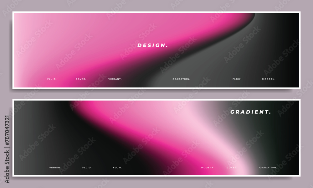 Pink and grey blurred gradient banner design set. Abstract smooth color gradation. For branding, presentation, or advertisement.