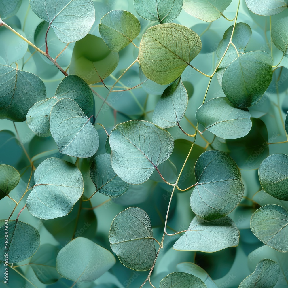 A eucalyptus oil leaves with new pattern, one finer, match color background. Generative AI. A eucalyptus oil leaves with new pattern, one finer, match color background. Generative AI.