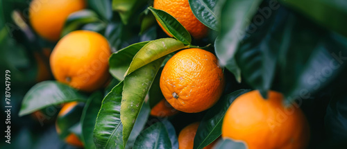 Close up of juicy mandarin, oranges, tangerine, with green leaf. Citrus Fruits. Gorgeous banner for ads. Generative ai