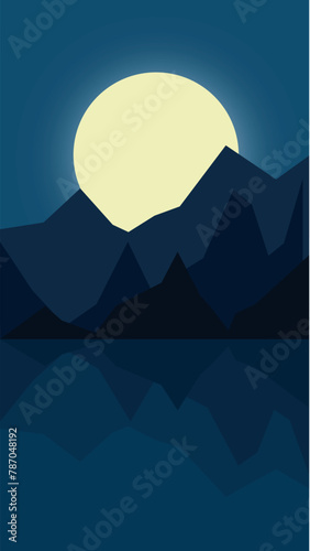 Mountains under the moonlight