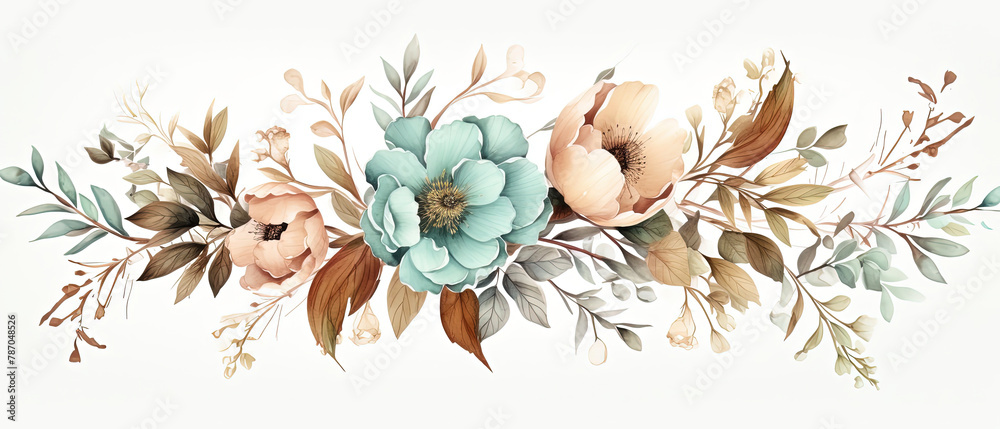Obraz premium a painting of a bunch of flowers on a white background