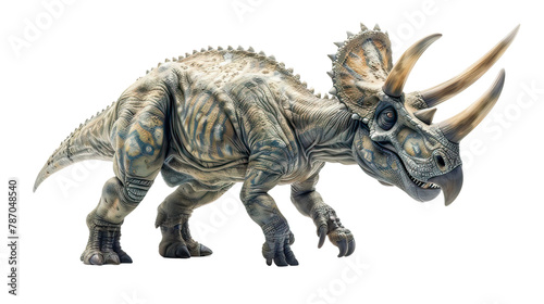 A large dinosaur with three horns on its head © Natthakan