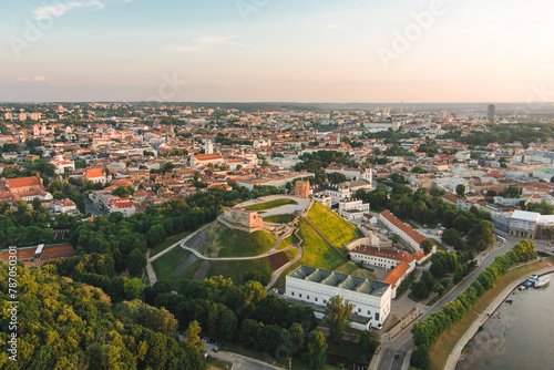 Aerial view of Vilnius Old Town  one of the largest surviving medieval old towns in Northern Europe. Summer landscape of UNESCO-inscribed Old Town of Vilnius