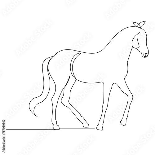 Horse Continuous single one line drawing illustration art vector design