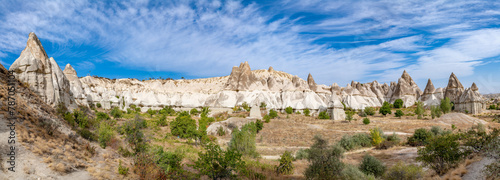 Panoramic view of Love Valley in Cappadocia, Turkey..