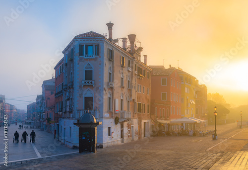 Venice at sunrise, Via Garibaldi. Veneto, Italy.. photo