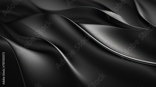 Elegant black silk fabric close-up view