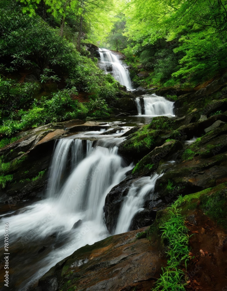 Fototapeta premium Serene waterfall in lush forest