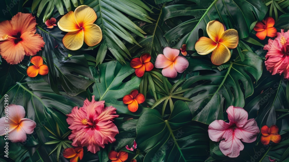 flowers and foliage colorful pattern spring summer element background flowers and foliage colorful pattern spring summer element background