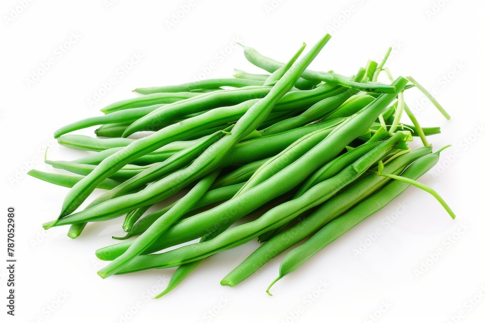 Fresh green beans on white background Fresh green beans on white background