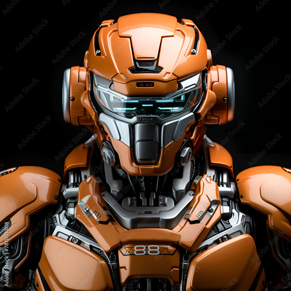 Android robot isolated on black background. 3d rendering. Futuristic cyborg. Android robot isolated on black background. 3d rendering. Futuristic cyborg.