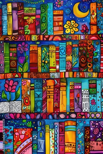 Colorful abstract doors and windows painting