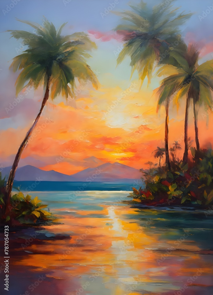 Twilight Tranquility: Evocative Watercolor Sunset Scenes