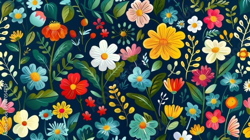 flowers and foliage colorful pattern spring summer element background