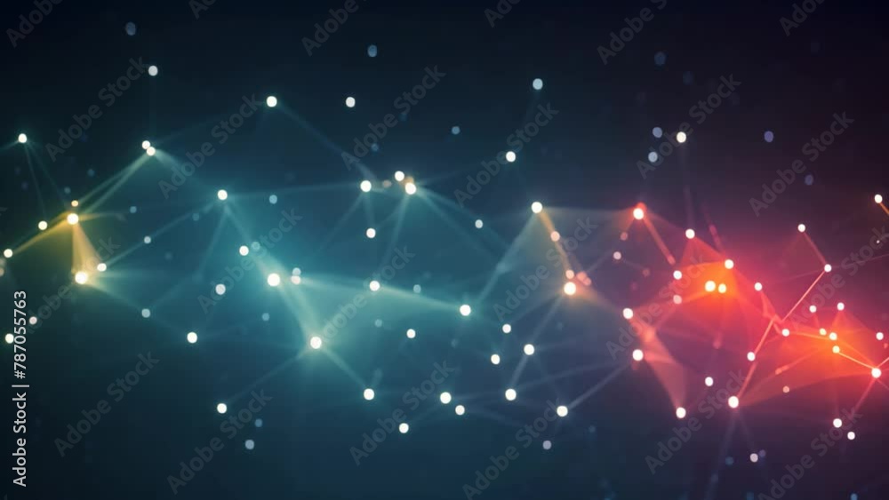 Abstract polygonal space low poly dark background with connecting dots and lines. Connection structure. 3d rendering, Abstract illustration of data flowing through a network