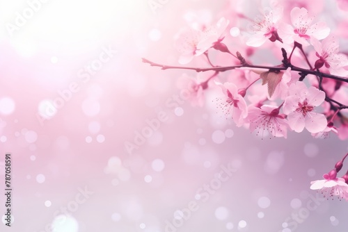 Beautiful delicate spring background with pink cherry blossom flower. Generative AI