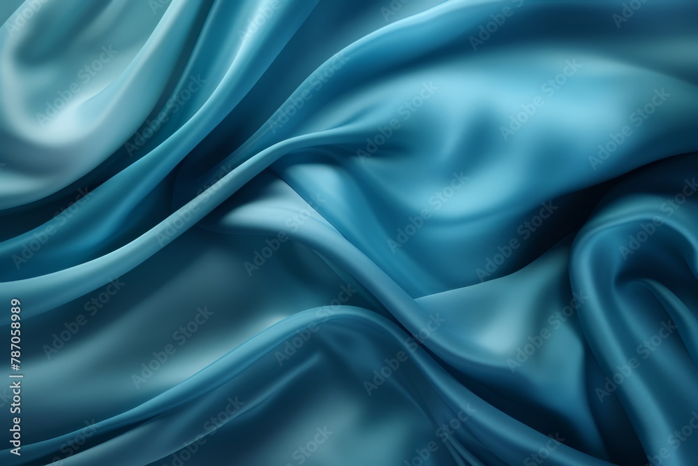 Blue background of silk texture. Generative AI