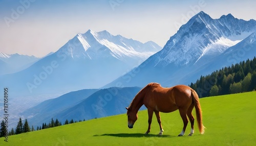 Horse-with-montain