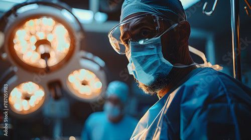 The Medical doctor is performing surgery operation in the operating room photo