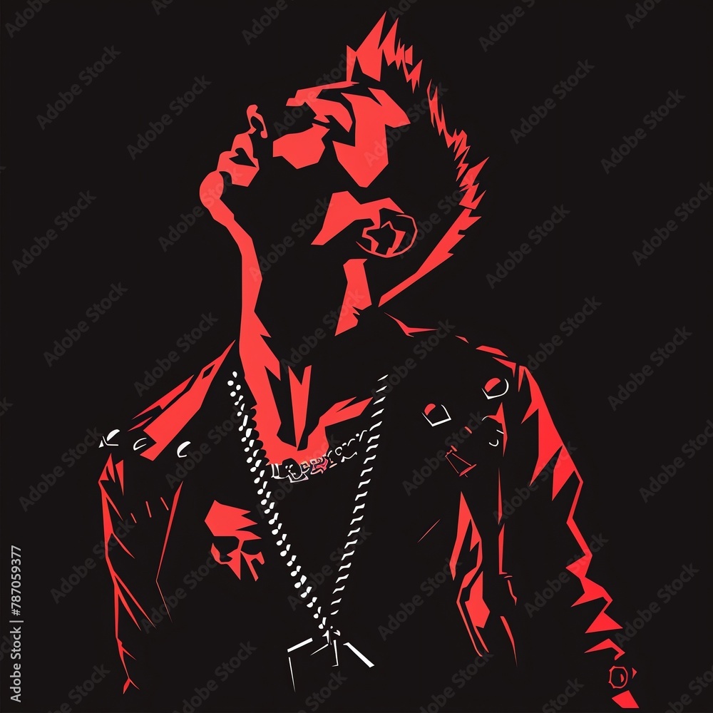 Minimalist logo of a punk rocker, bold silhouette, edgy design elements, Minimalist logo of a punk rocker, bold silhouette, edgy design elements,