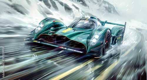 Abstract Modern Illustration of a Super Car Race Car Digital Art Wallpaper Background Backdrop Brainstorming Art © Korea Saii