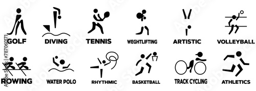 Summer Sports icons. Sports icon Set Vector isolated pictograms on white background photo