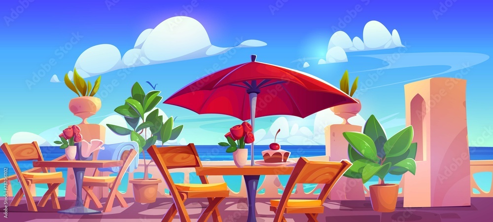 Summer Outside Cafe Terrace Sea Beach