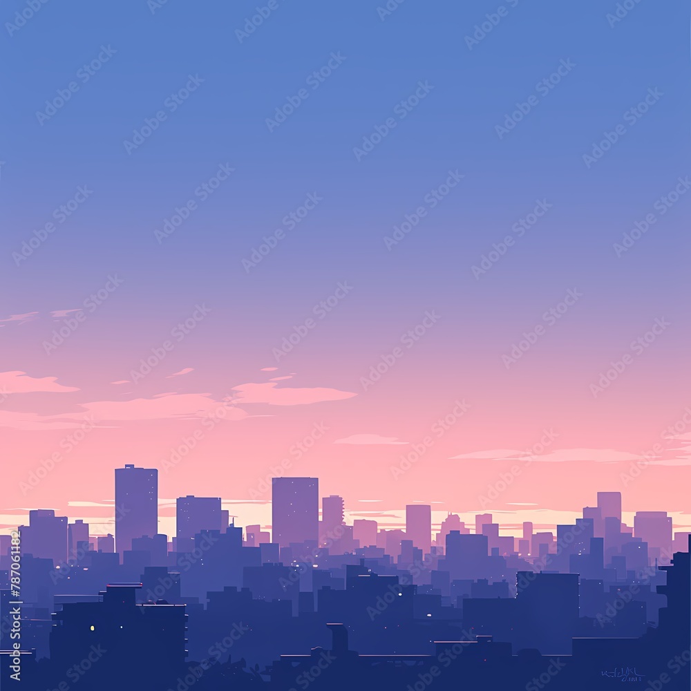 Majestic Cityscape at Dawn: A Serenade of Silhouettes and Light
