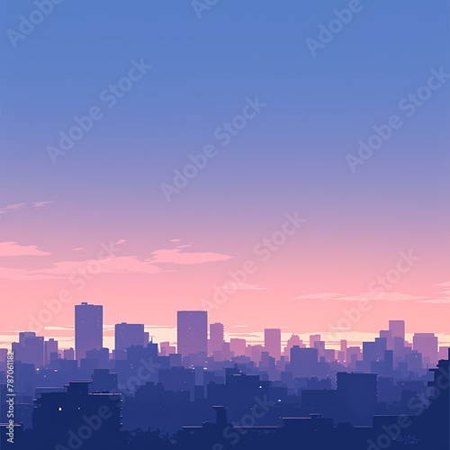 Majestic Cityscape at Dawn: A Serenade of Silhouettes and Light