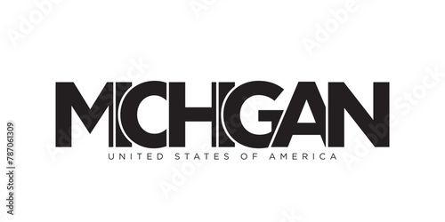 Michigan, USA typography slogan design. America logo with graphic city lettering for print and web.
