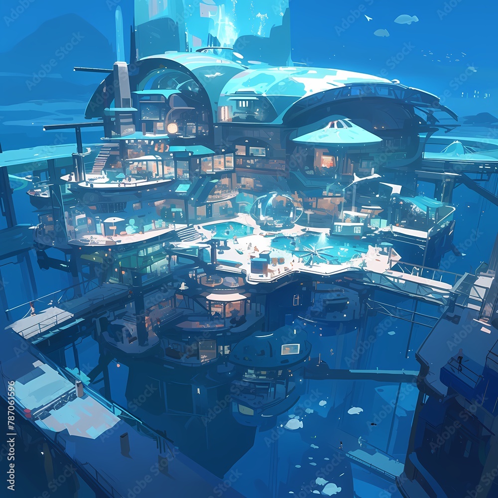 Beneath the Waves: A Stunning Rendition of an Advanced Undersea City