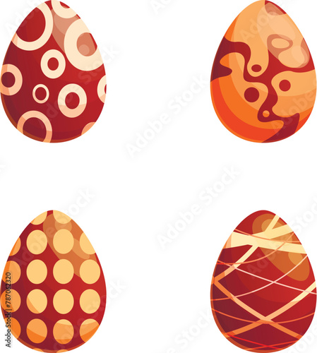 Easter egg icons set cartoon vector. Various decorated chocolate egg. Easter sweet