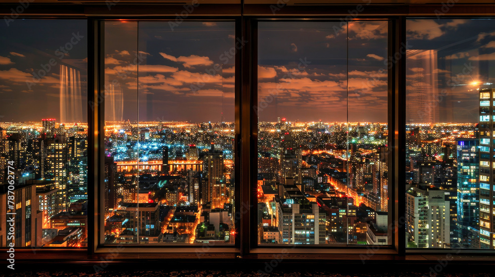 A night city view from a luxury apartment A night city view from a luxury apartment