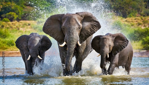 elephants in the water