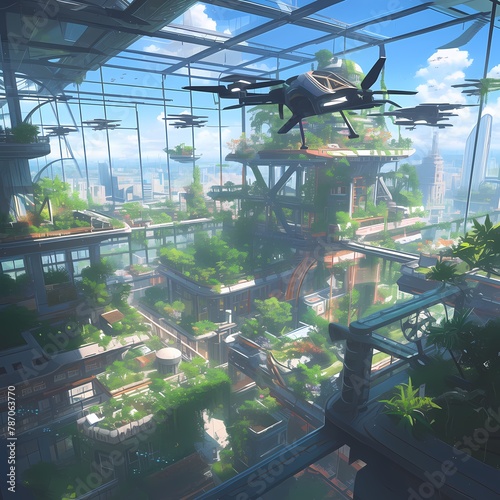 Elevated Sky Farm     A Sustainable Oasis in a Tech-Driven Cityscape