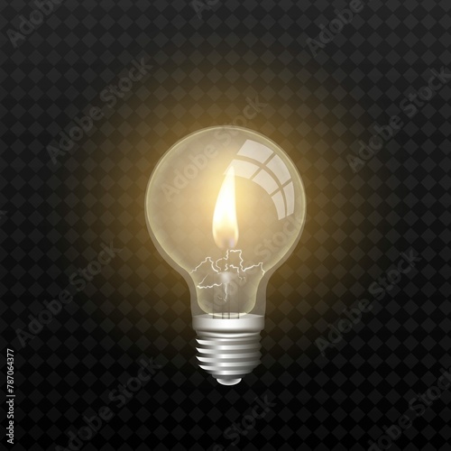 Realistic Lamp With Candle Inside Isolated Background