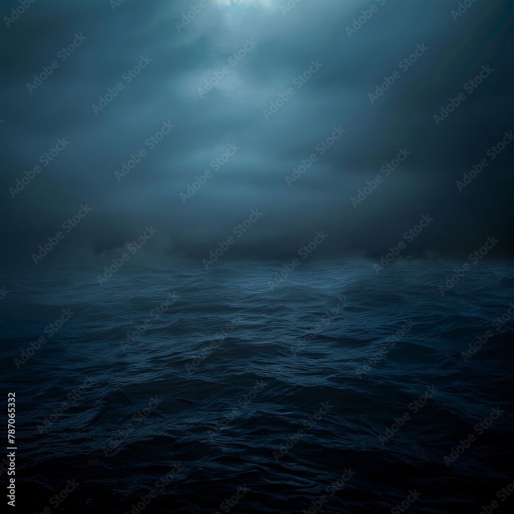 Fototapeta premium Moonlight shines on the water through the clouds at midnight