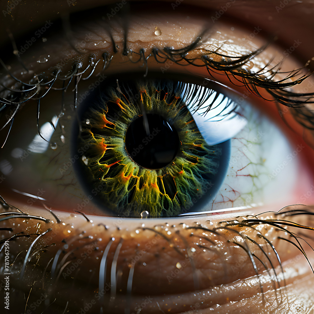 Close up view of human eye with iris. Conceptual image