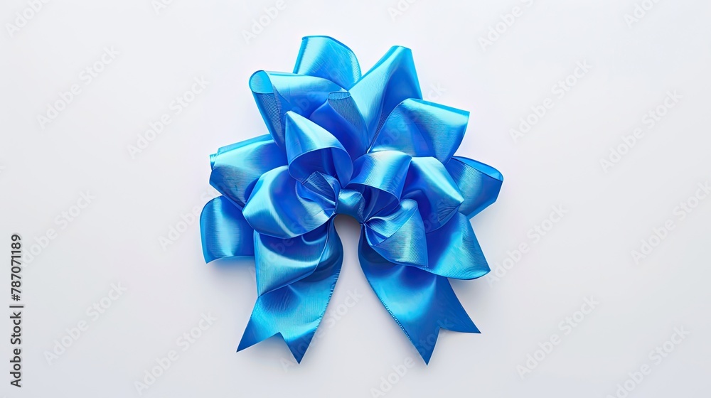 Festive blue gift bow isolated on white background cutout Festive blue gift bow isolated on white background cutout