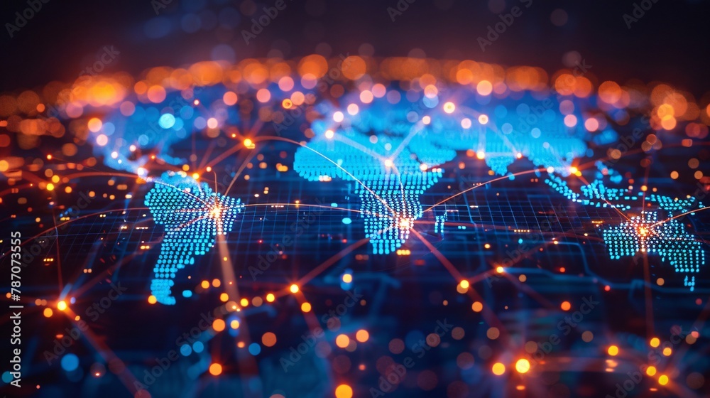 Digital Communication Network on Global Map Digital Communication Network on Global Map