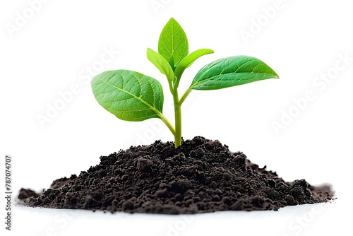 A young, green plant emerging from the dark earth was removed.