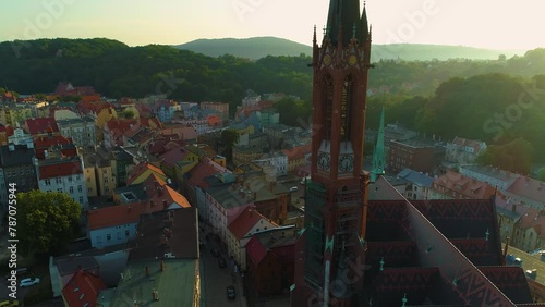 Tower Central Collegiate Church Of Walbrzych Kosciol Nmp Aerial View Poland photo