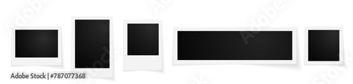 Png polaroid photo frame mockup set. Blank photo frame mockup with shadow. Blank photo frame mockup with shadow. Vintage card. Square, portrait and landscape photo frames. Vector illustration