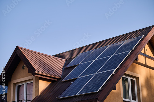 Solar electric panels on the roof of the house