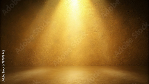 Vintage Room with Spotlights and Grunge Texture in Gold Theme