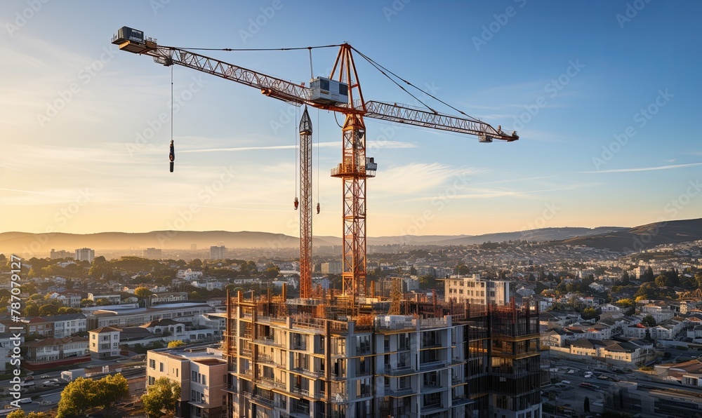 Crane Standing on Top of Building Crane Standing on Top of Building