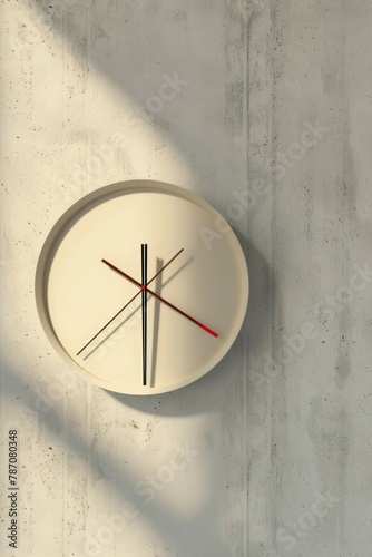 A minimalist wall clock on a beige wall