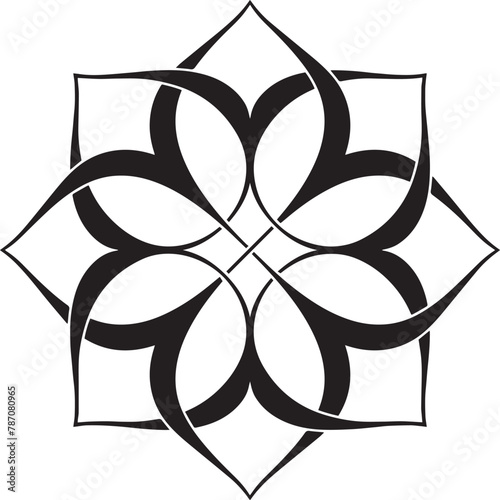 Round vector ornament with overlapping geometric shapes. Eight pointed circular pattern. Mandala.