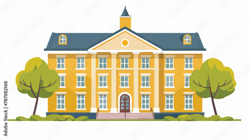 Illustration of the school building flat vector isolated