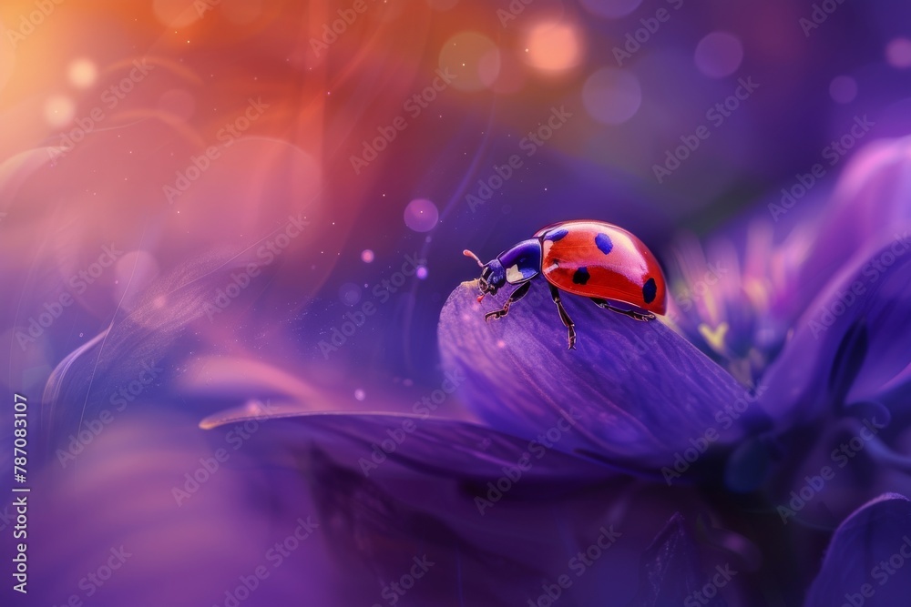 Obraz premium Ladybug macro leaf plant beautiful